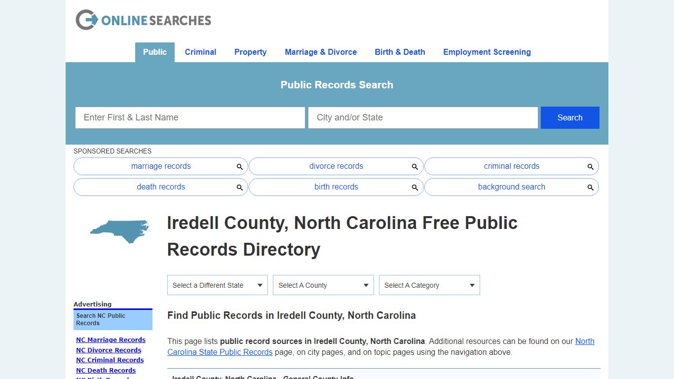 Iredell County, North Carolina Public Records Directory