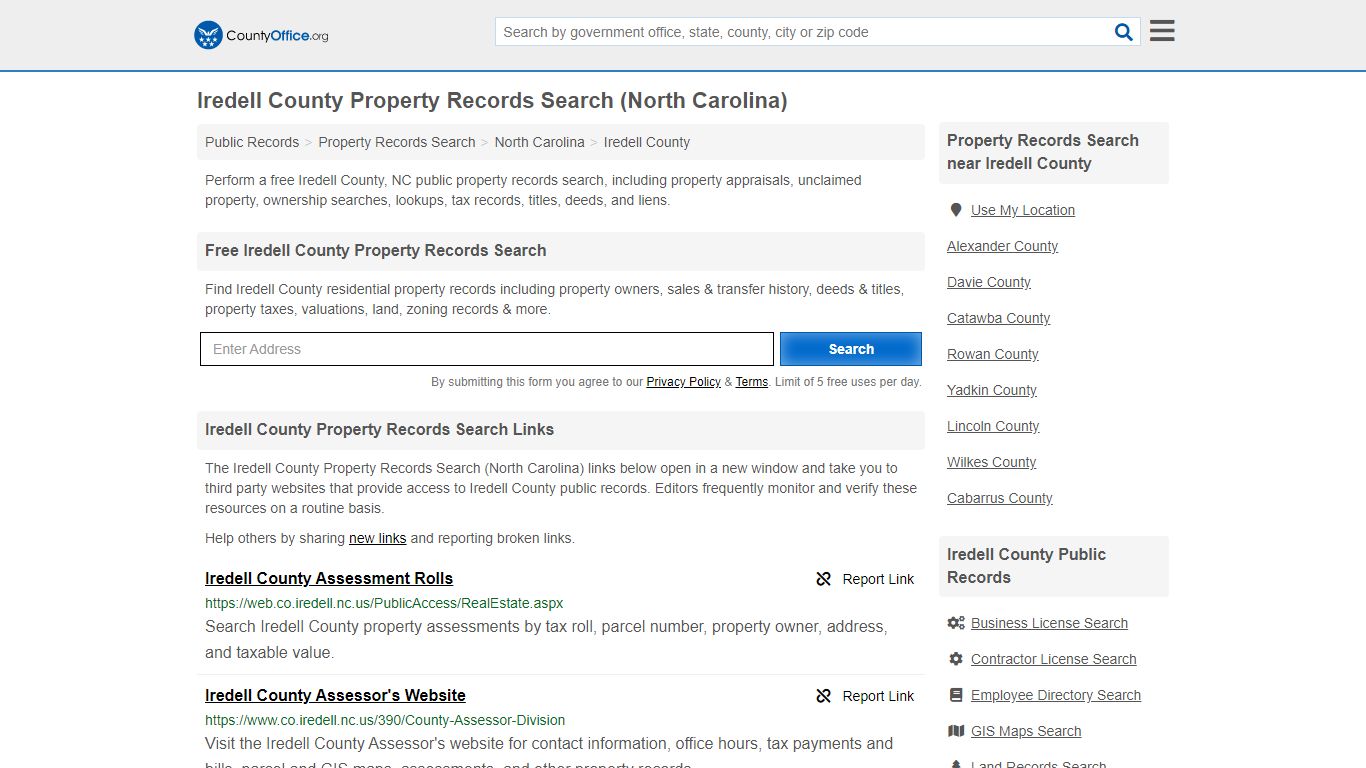 Property Records Search - Iredell County, NC (Assessments ...